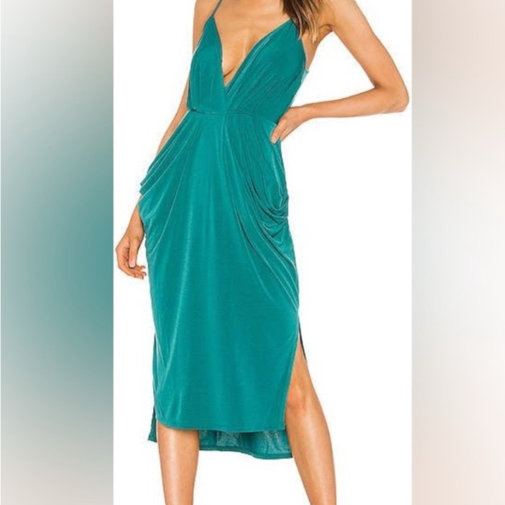 BCBGeneration Teal Draped Midi Dress